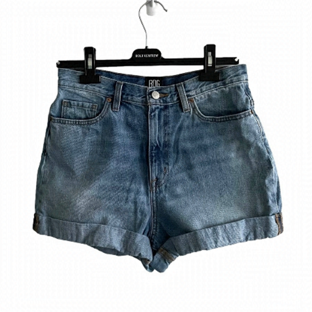 BDG Urban Outfitters Mom High-Rise Denim Jean Shorts With Rolled Cuff Blue 29